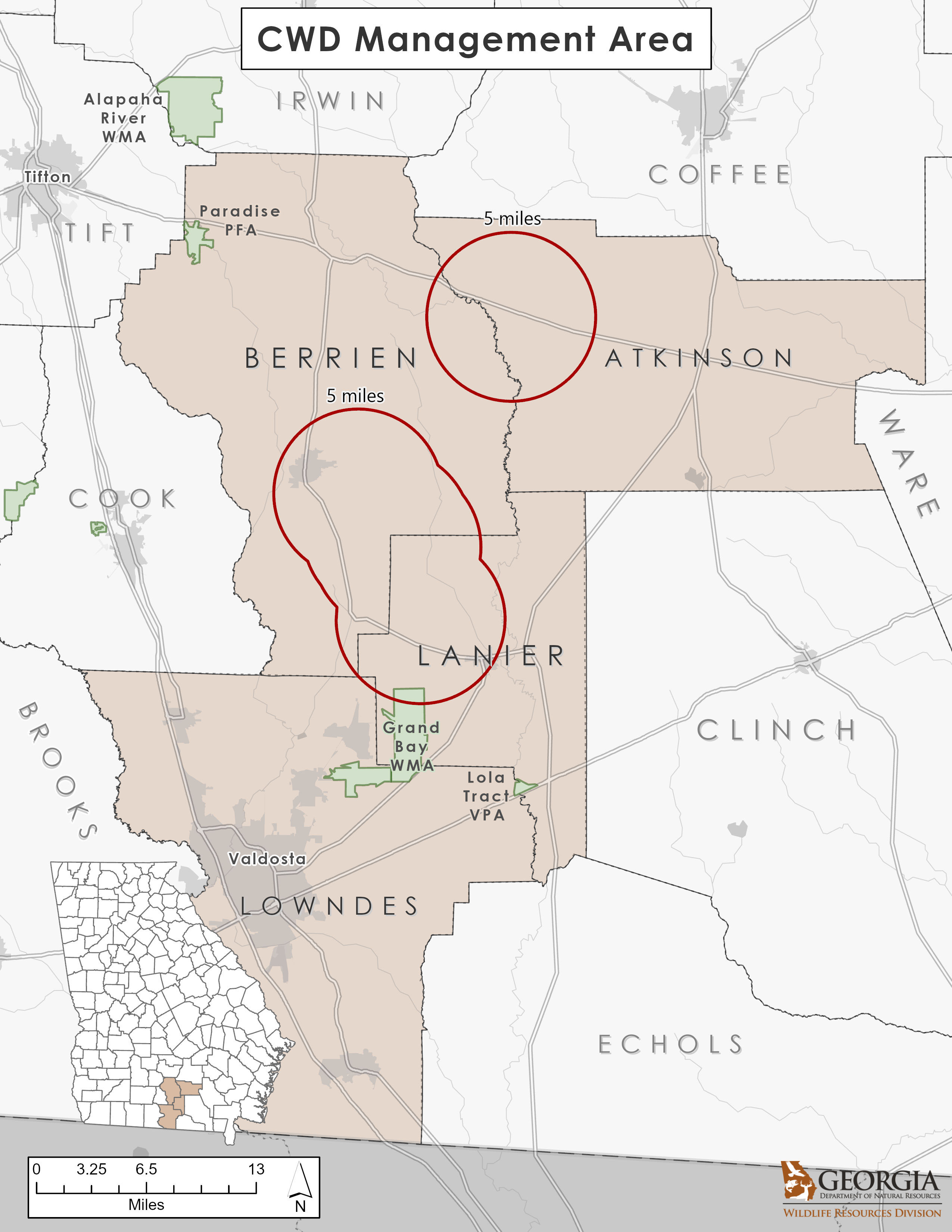 Map of the CWD management area
