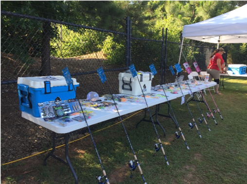 Rods lined up for free fishing day