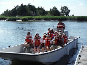 Group on a boat