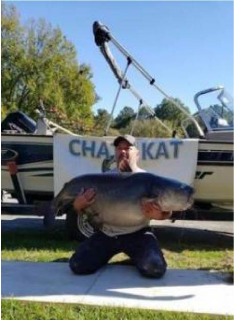 State Record Blue Catfish Caught October 2020 by Tim Trone. Photo Credit Clayton And Audra Lynn.