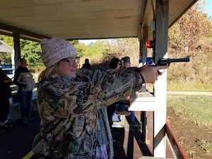 Woman shooting handgun