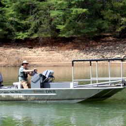 Man on a river boat