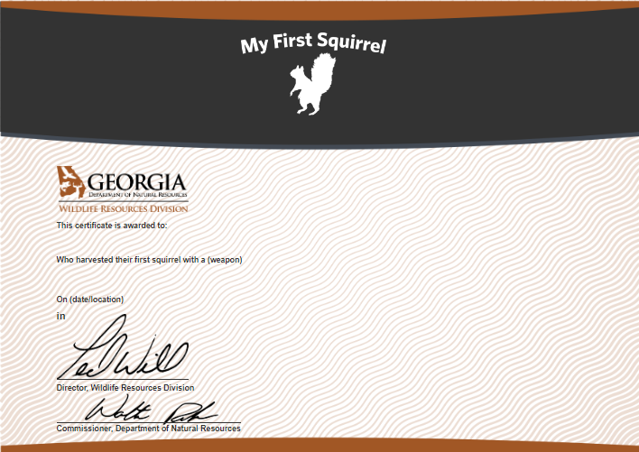 My First Squirrel Certificate