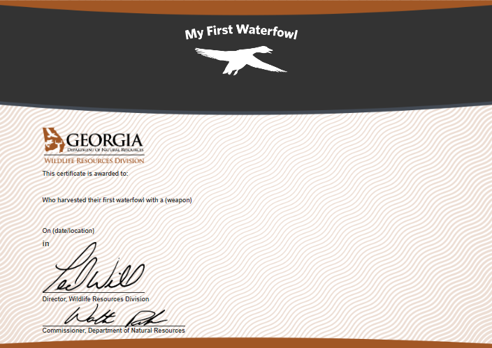 My First Waterfowl Certificate