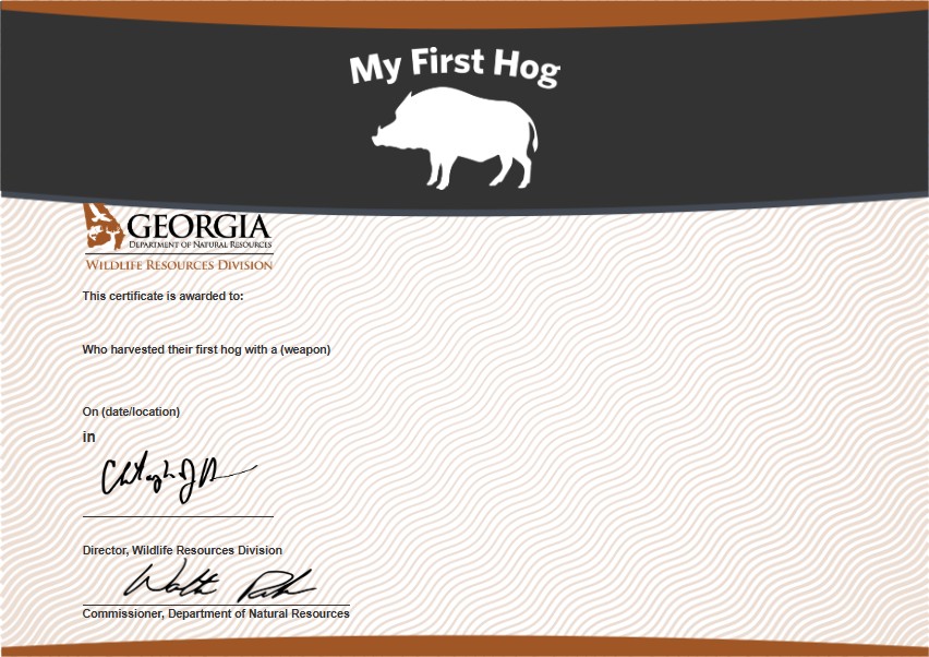My First Hog Certificate