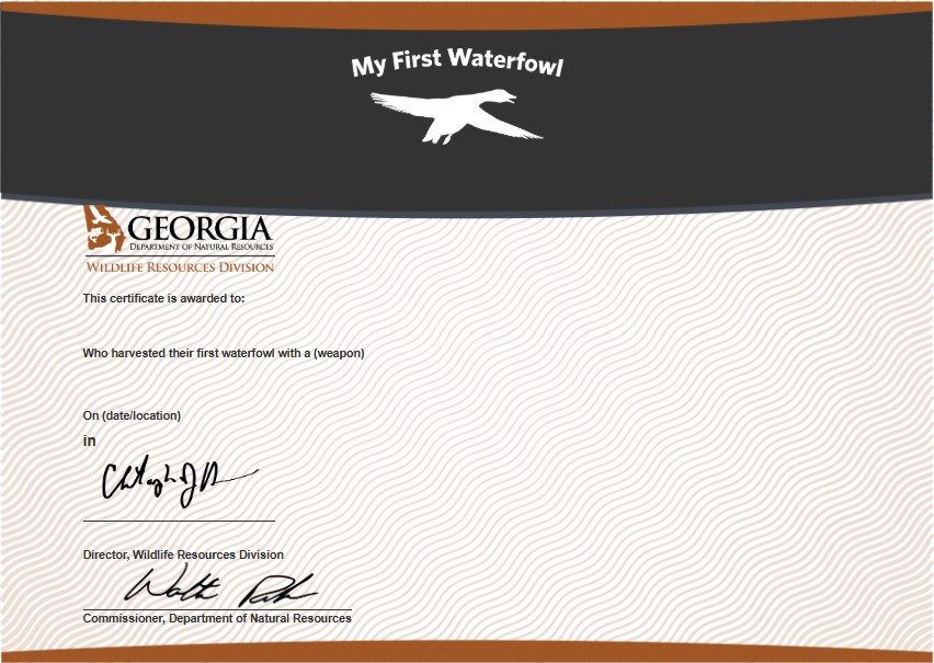 My First Waterfowl Certificate