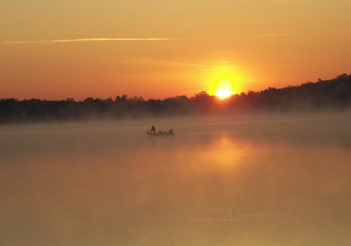 Rocky Mountain Boat at Sunset