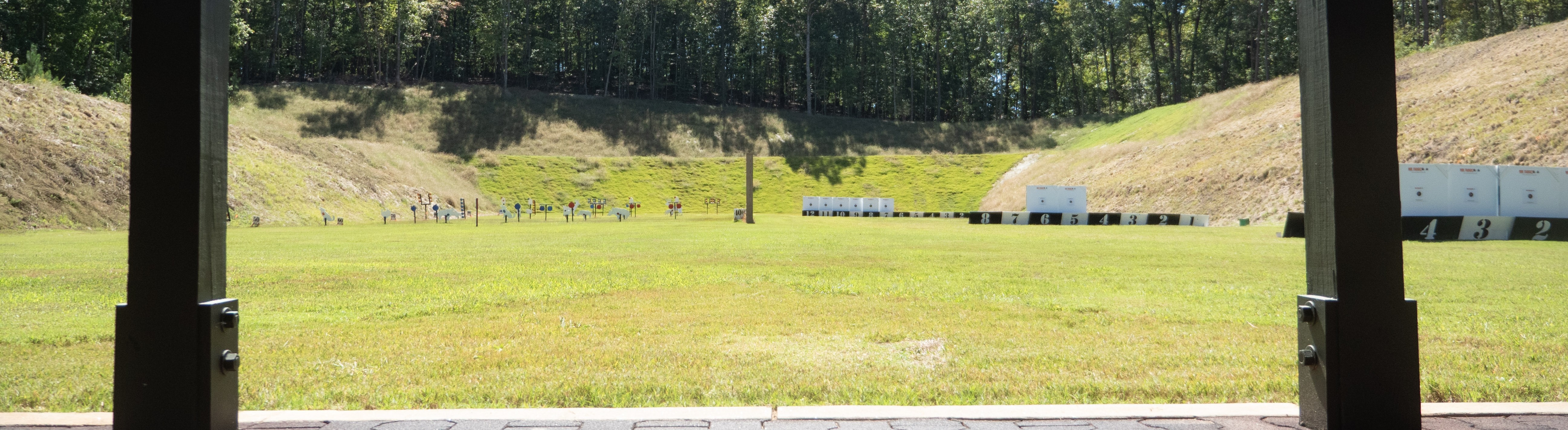 View of shooting range lanes