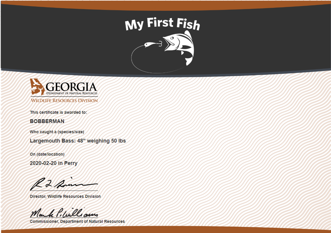 My First Fish Certificate